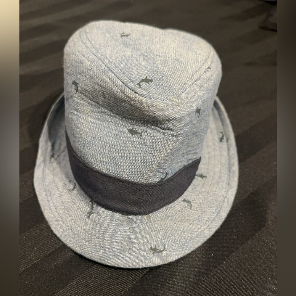 Joe Fresh 100% cotton baby 0-12 month light blue dress hat with fish design